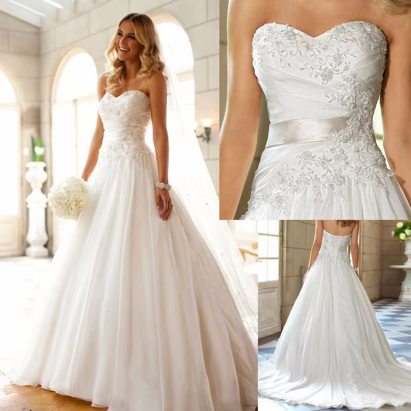 Strapless Bride Wedding Dress European and American Pregnant Princess Wedding Dress Wedding Large Size Wedding Dress